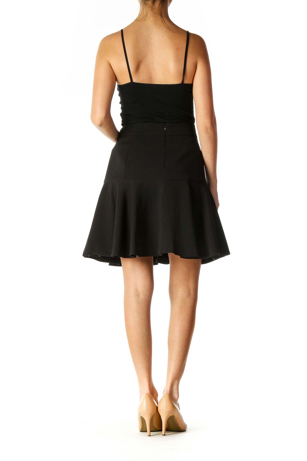 Black Solid Casual A-Line Dress