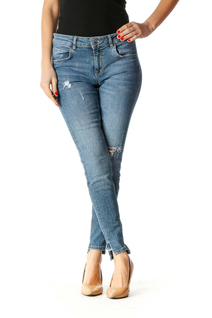 Blue Casual Skinny Jeans