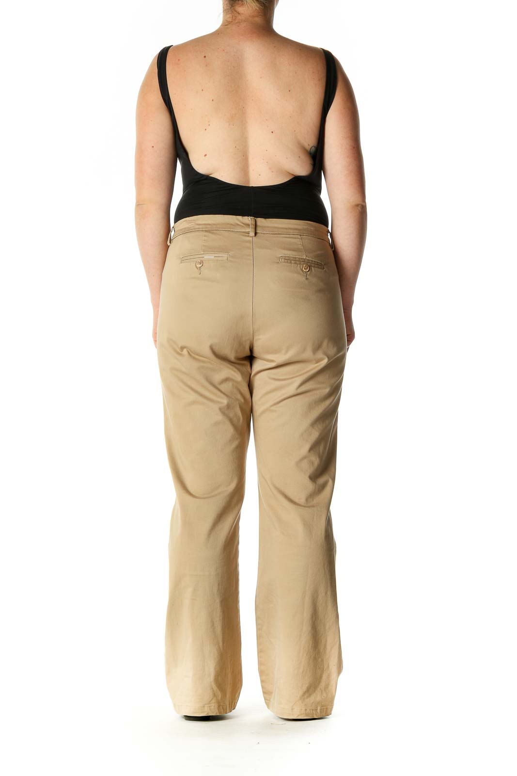 Beige Solid Trousers