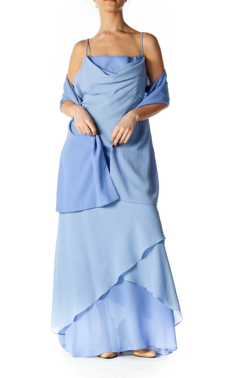 Blue Solid Holiday A-Line Dress