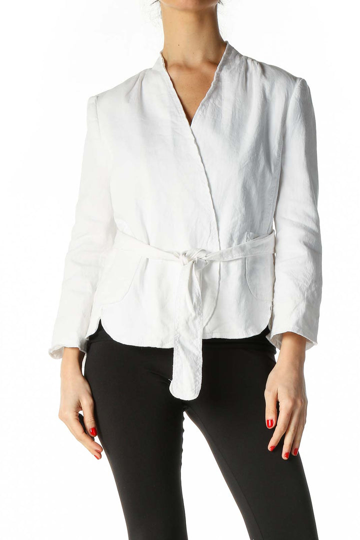 White Solid Semiformal Blouse