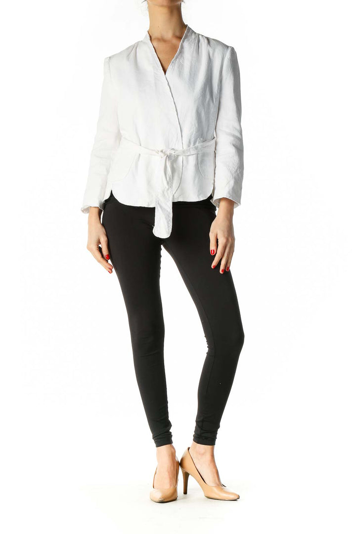 White Solid Semiformal Blouse