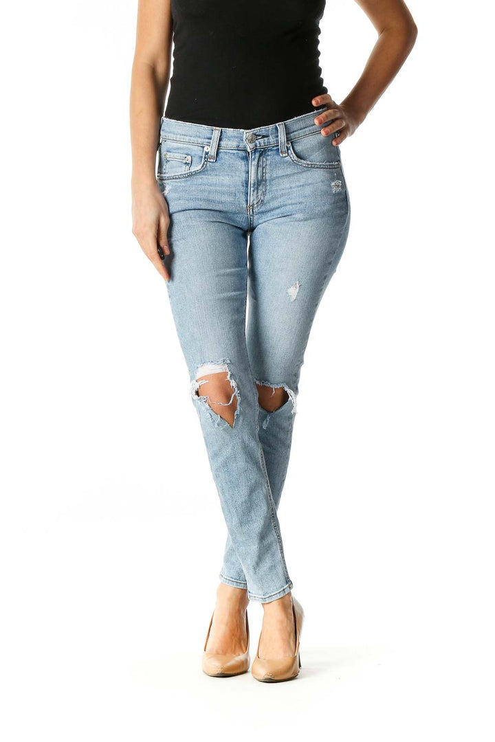 Blue Casual Skinny Jeans