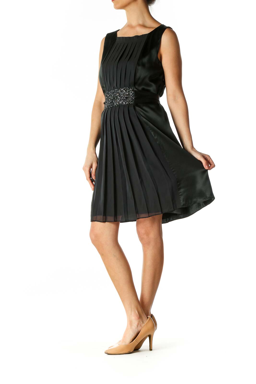 Black Solid Cocktail Fit & Flare Dress