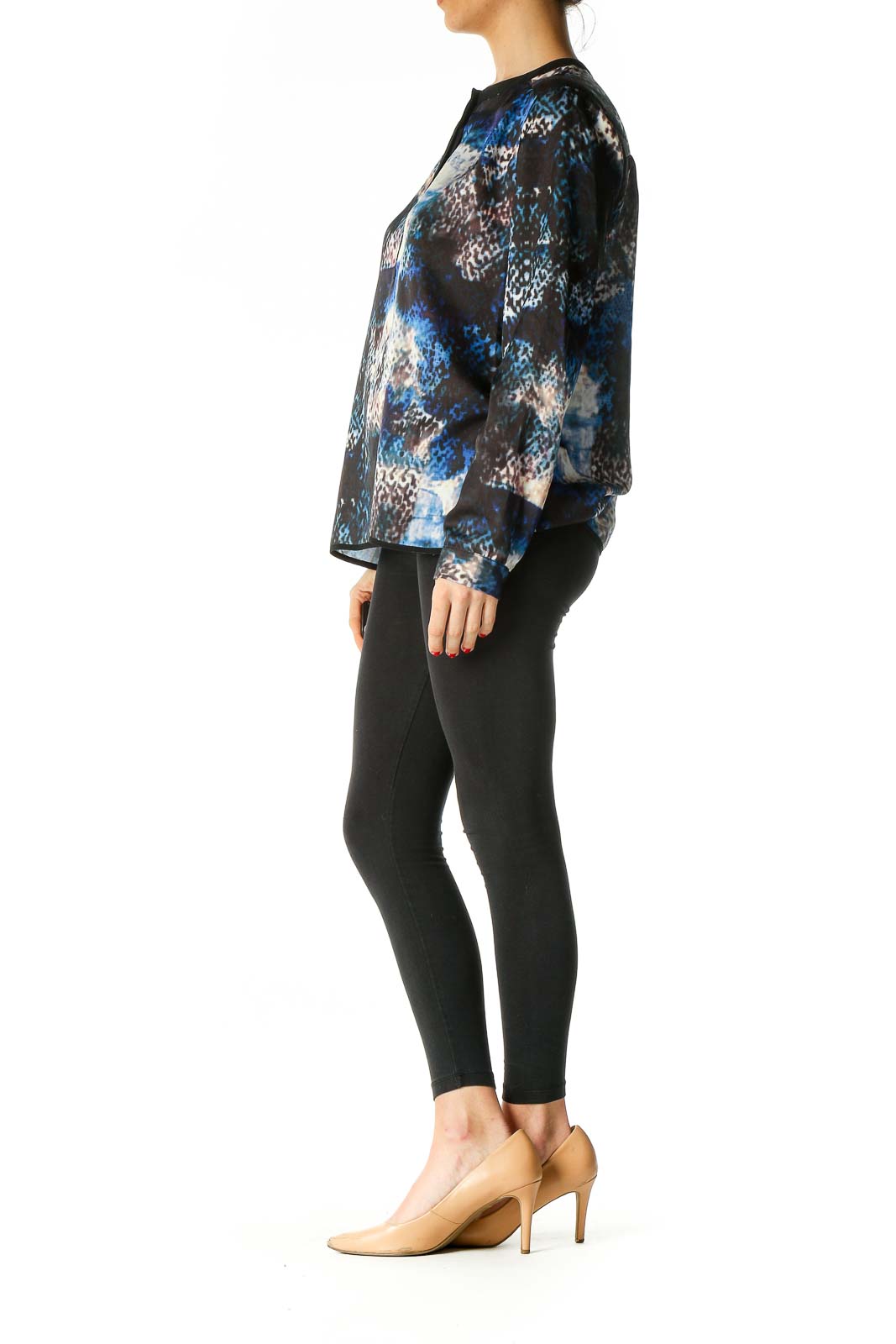 Black Graphic Print Blouse