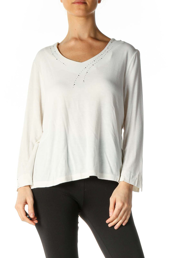 White Casual Brunch Blouse