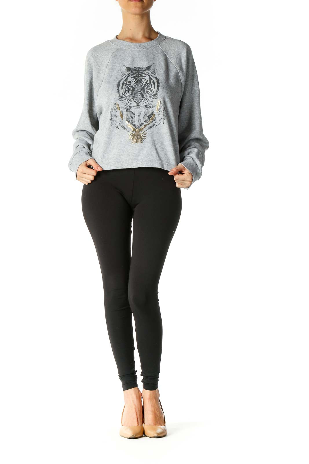 Gray Graphic Print Crewneck