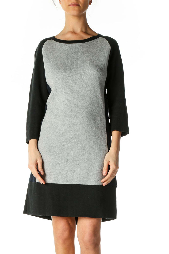 Gray Solid Shift Dress