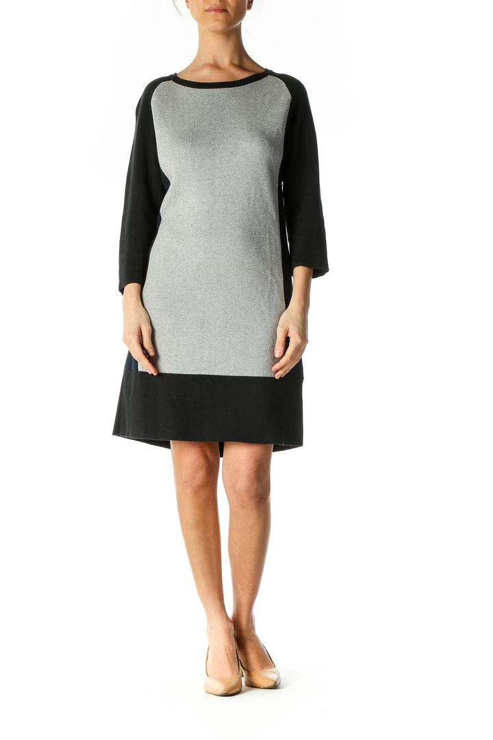 Gray Solid Shift Dress