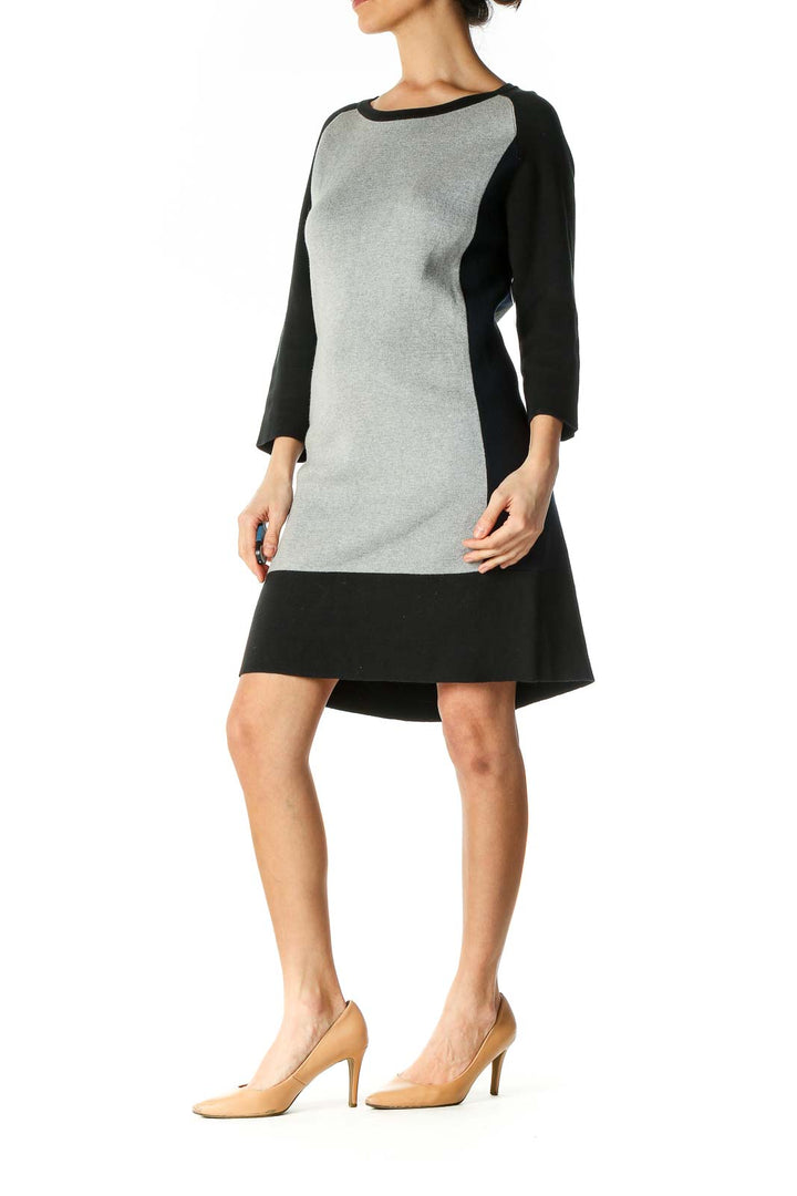 Gray Solid Shift Dress