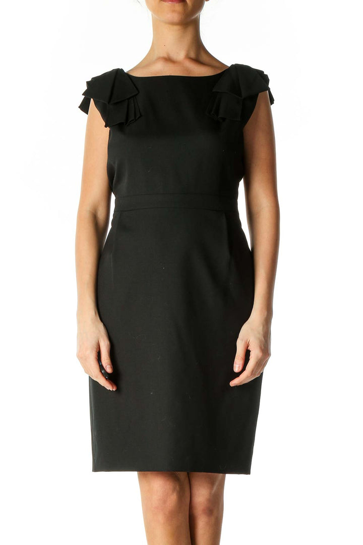 Black Solid Chic A-Line Dress