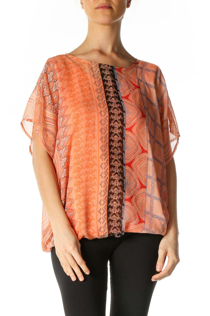 Orange Bohemian Casual Blouse