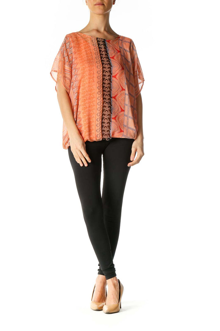 Orange Bohemian Casual Blouse