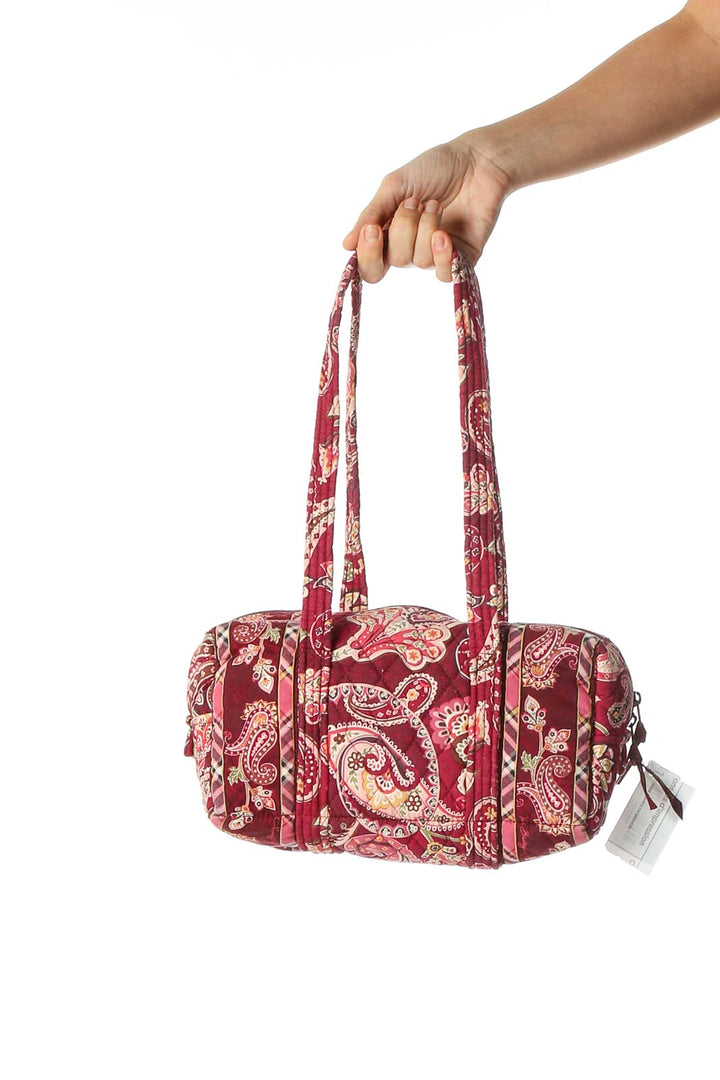 Red Paisley Print Quilted Bag