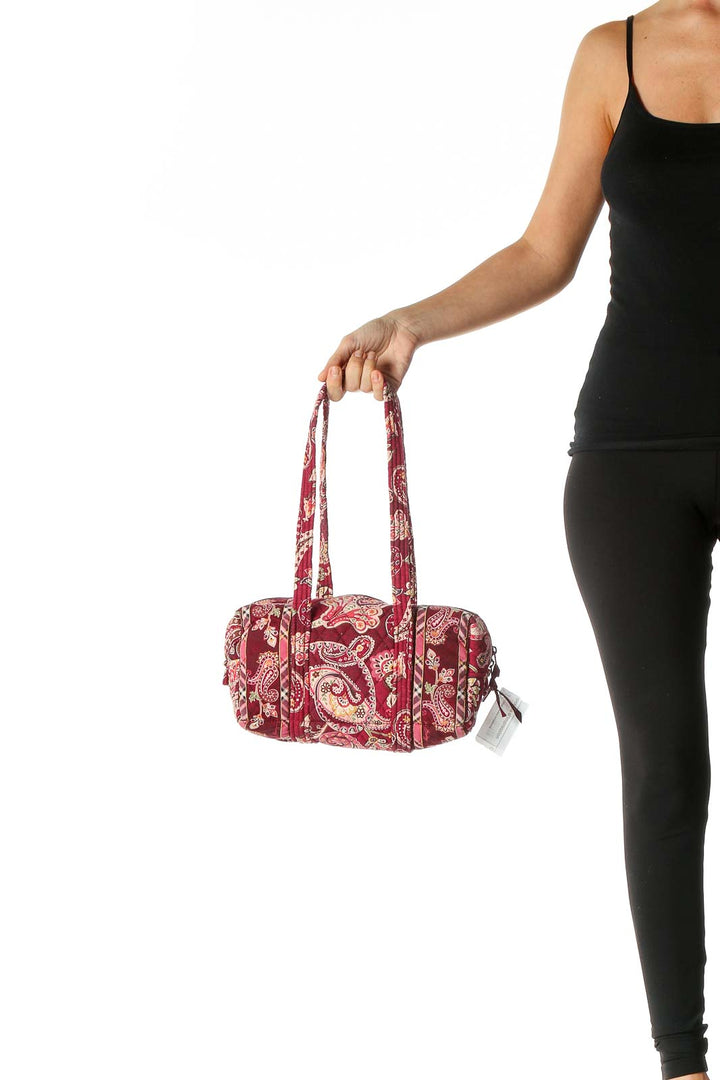 Red Paisley Print Quilted Bag