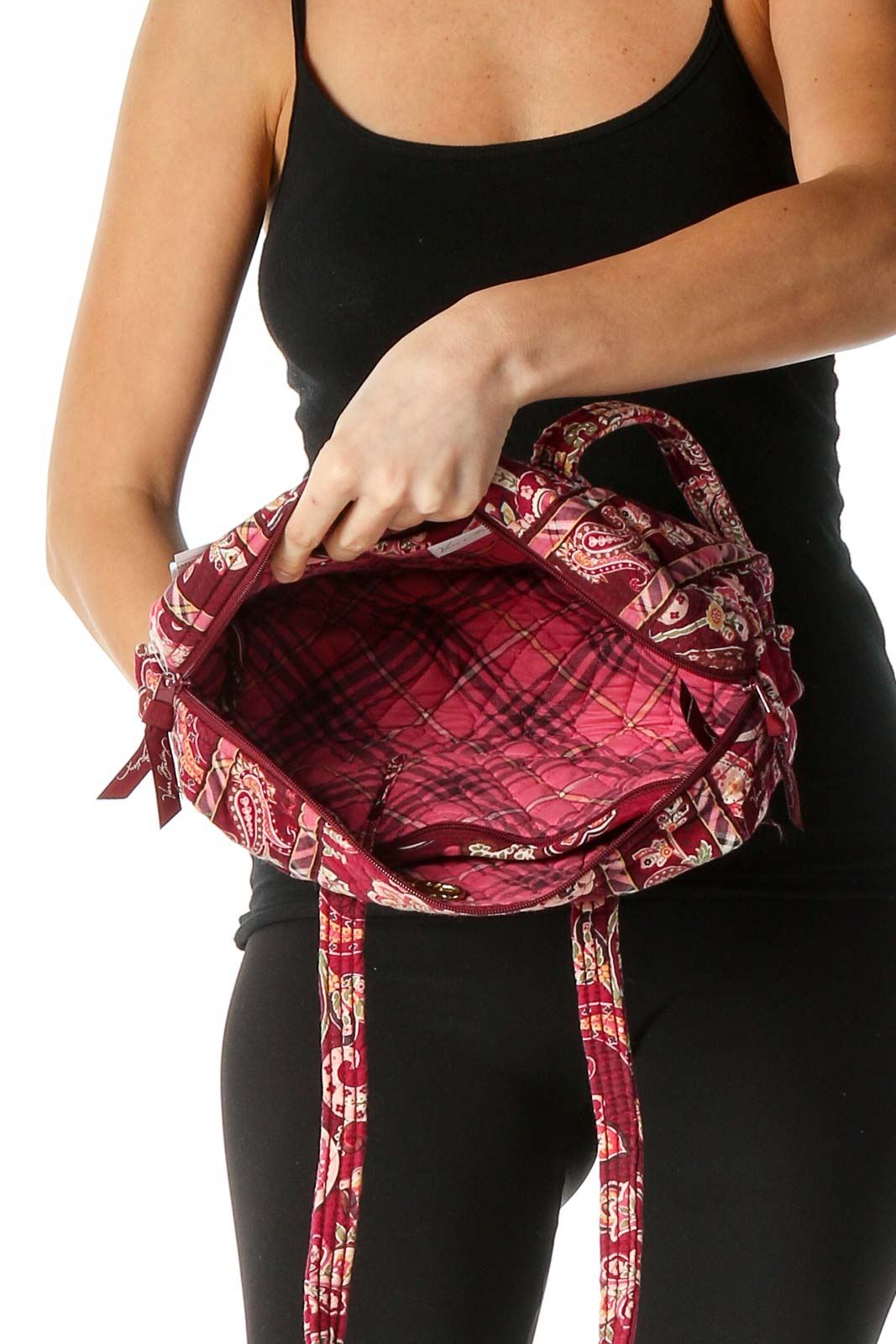 Red Paisley Print Quilted Bag