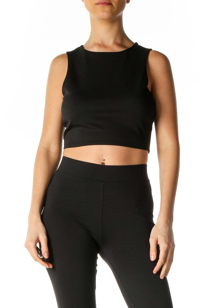 Black Solid Casual Top