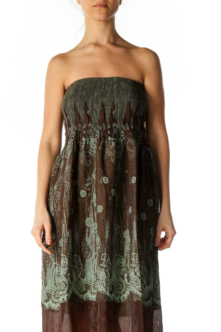 Brown Bohemian A-Line Dress