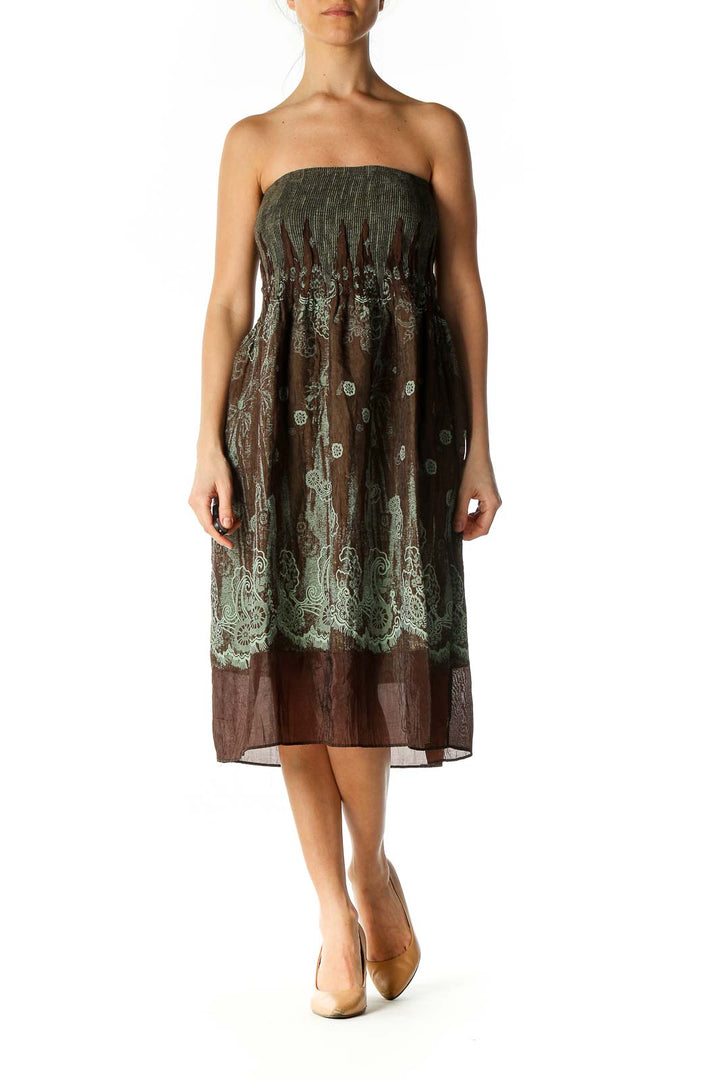 Brown Bohemian A-Line Dress