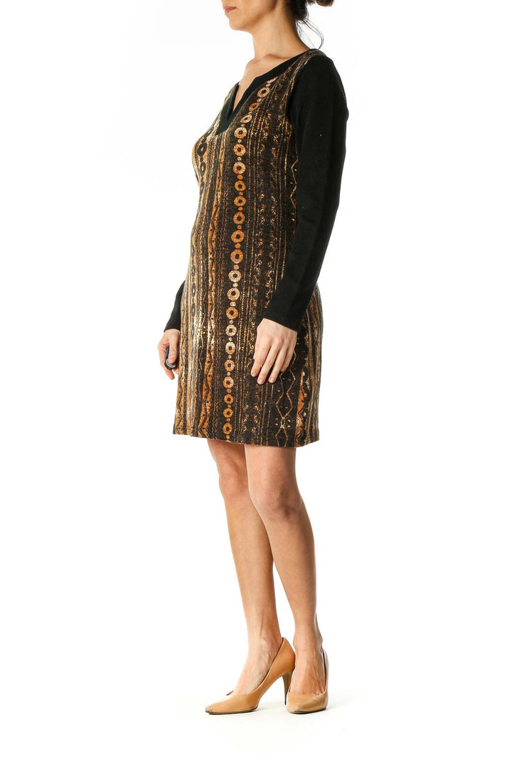 Brown Texture Sheath Dress