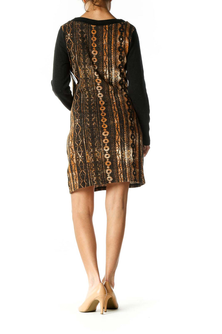 Brown Texture Sheath Dress