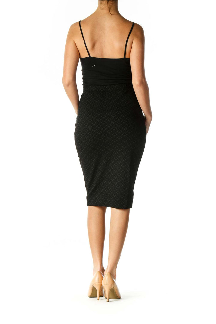 Black Texture Brunch Pencil Skirt