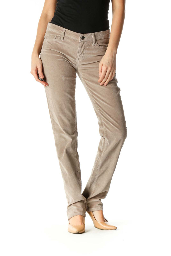 Brown Solid Casual Trousers