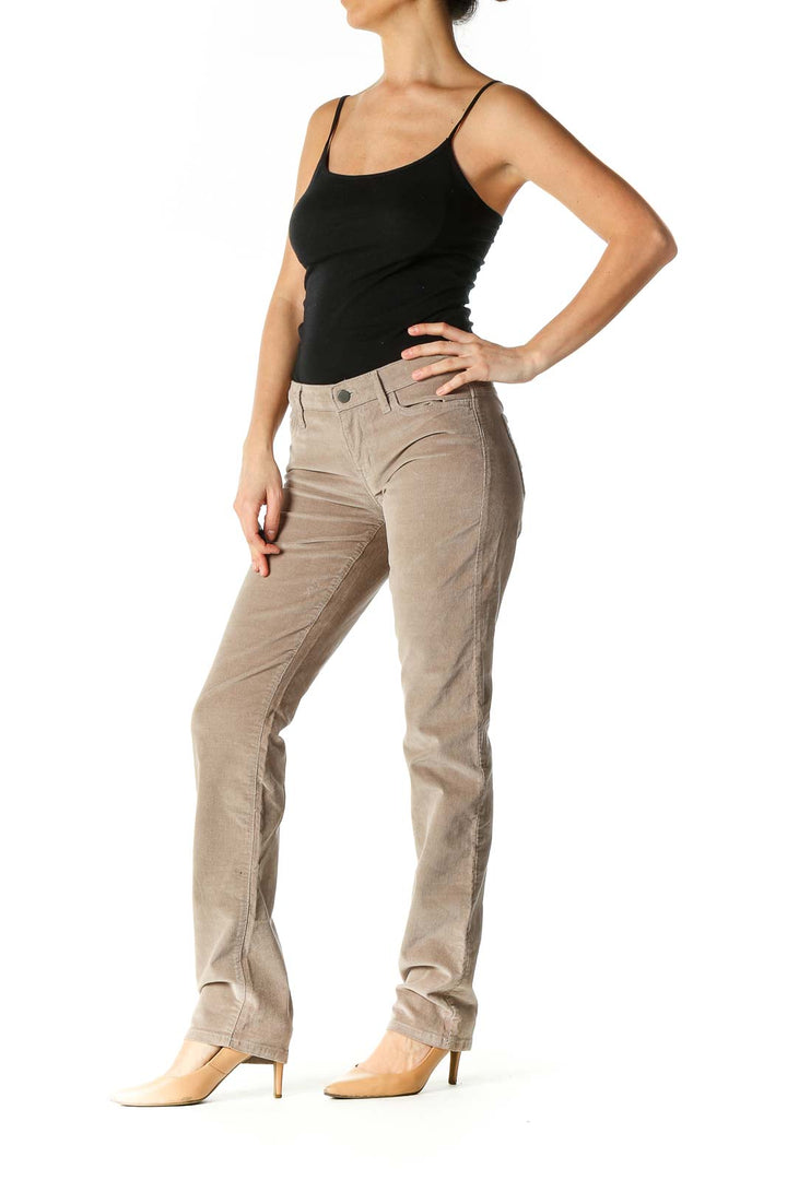 Brown Solid Casual Trousers