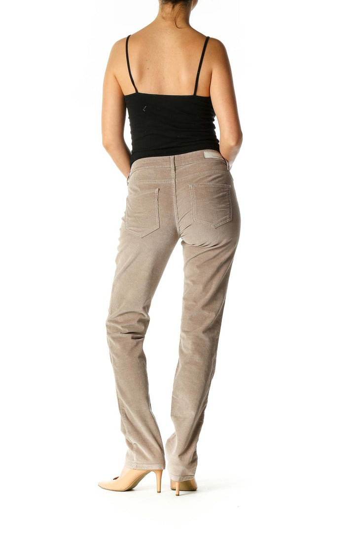 Brown Solid Casual Trousers