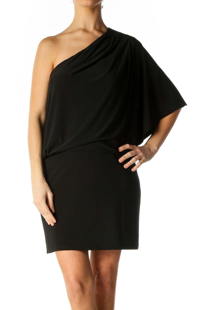 Black Solid Shift Dress