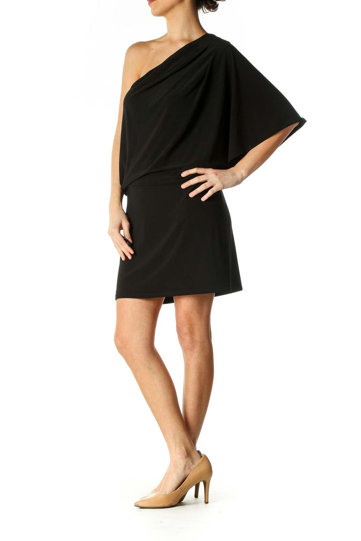 Black Solid Shift Dress