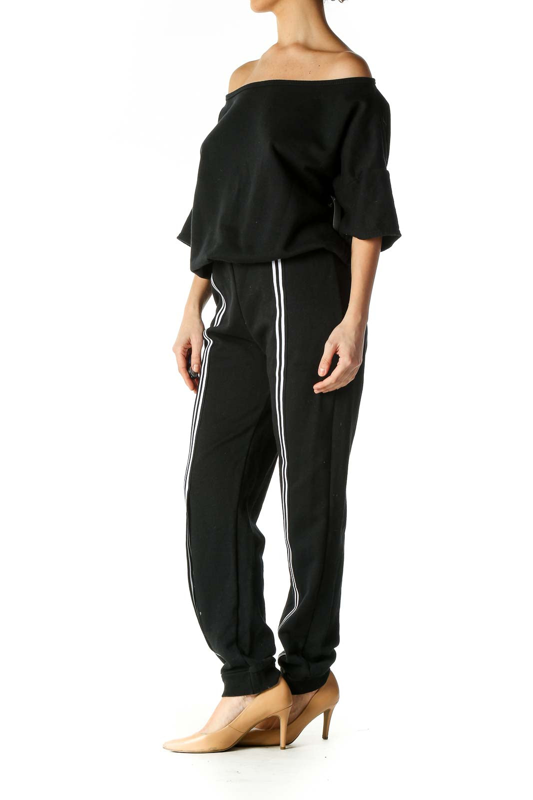 Black Solid Casual Jumpsuit