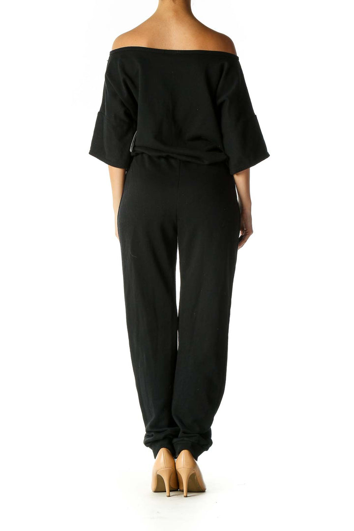 Black Solid Casual Jumpsuit