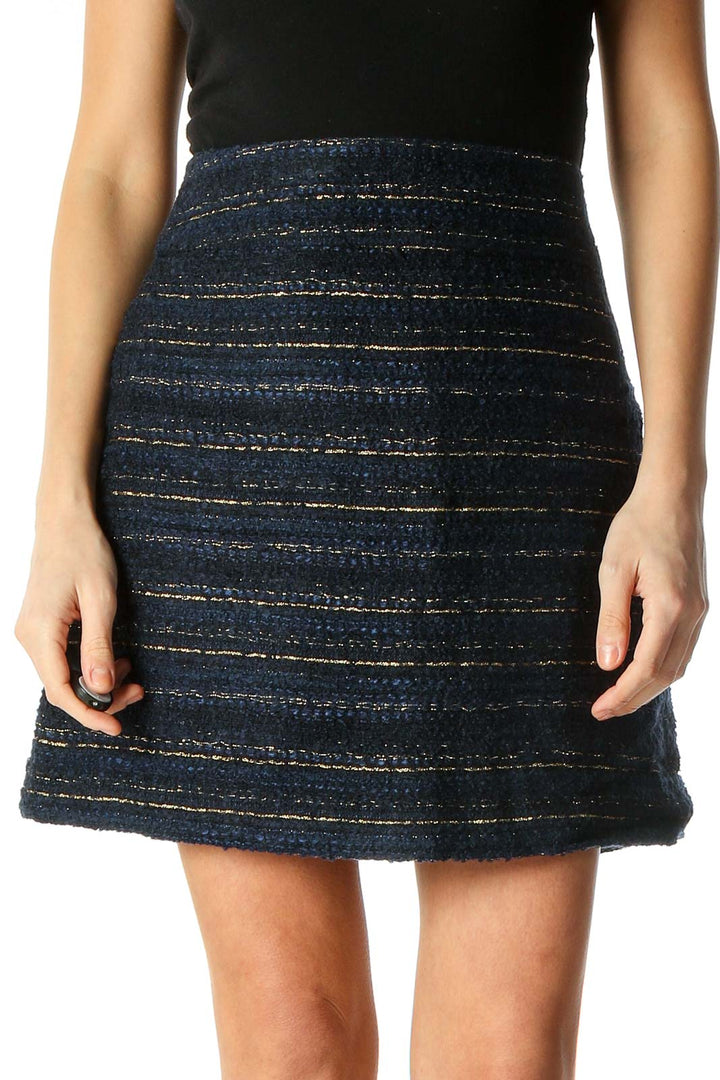 Navy Stripe Chic A-Line Skirt