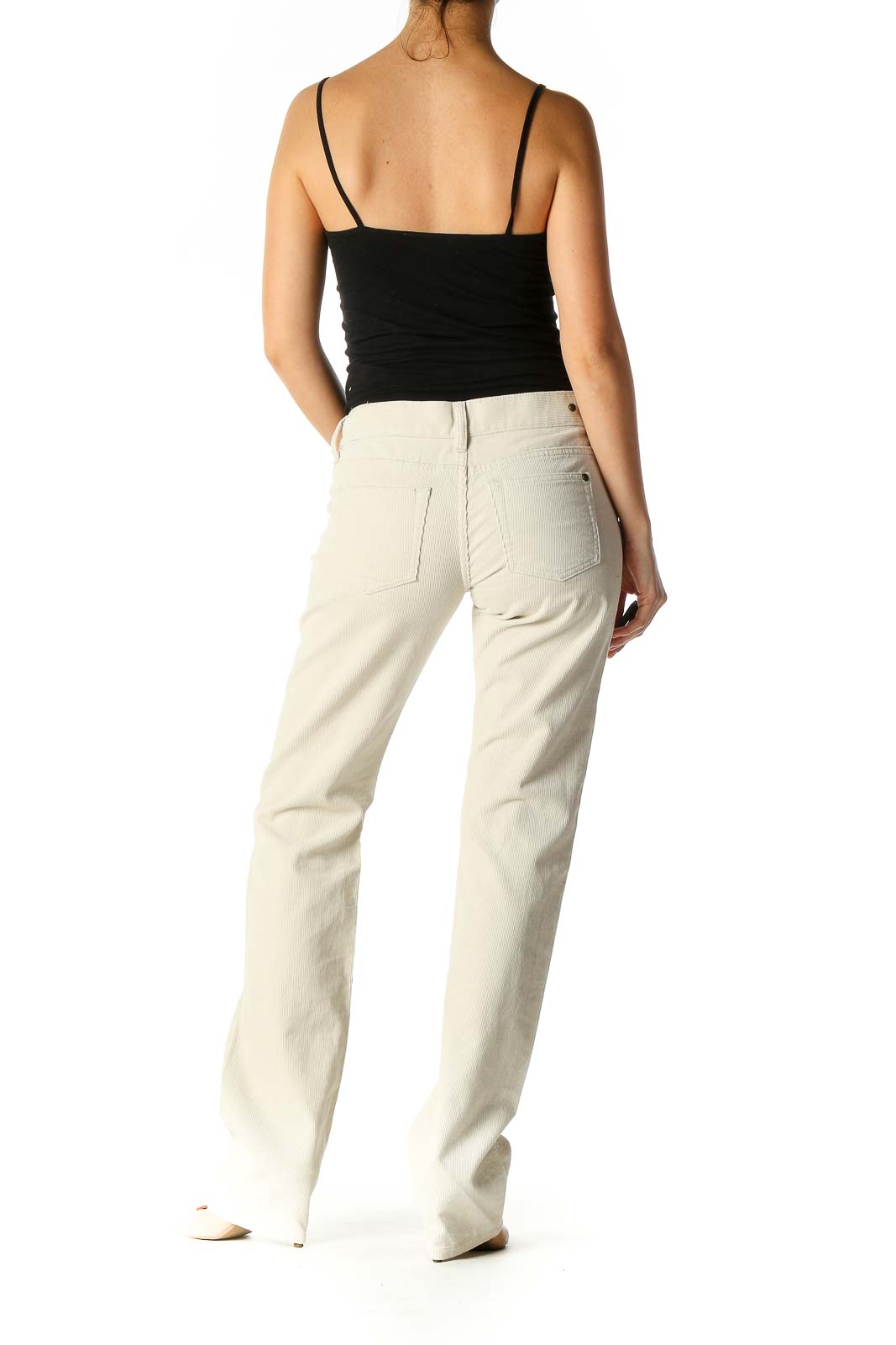 Beige Casual Straight Leg Jeans