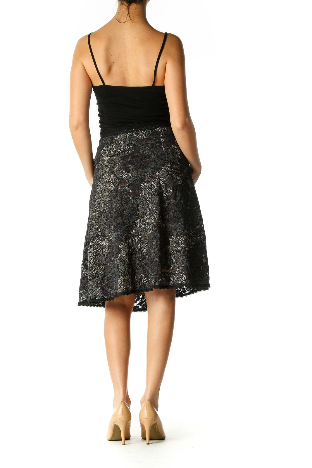 Black Animal Print Party A-Line Skirt