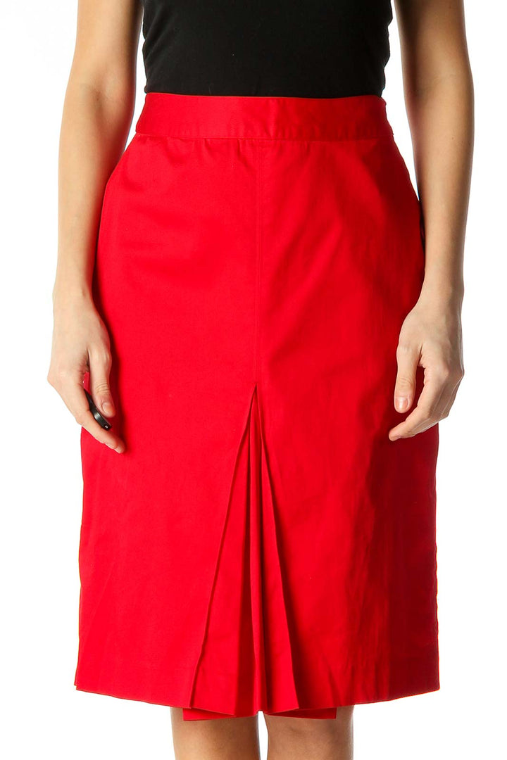 Red Solid Retro Skirt