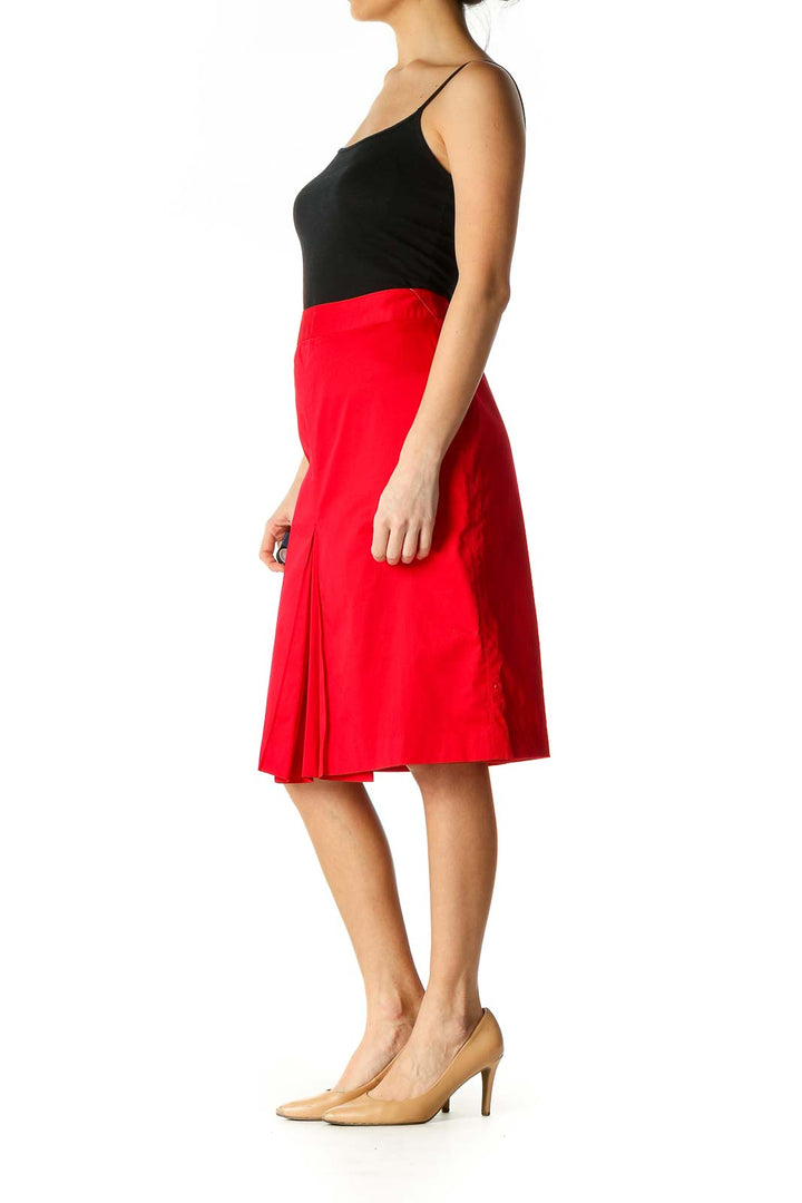 Red Solid Retro Skirt