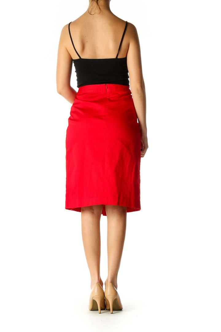 Red Solid Retro Skirt