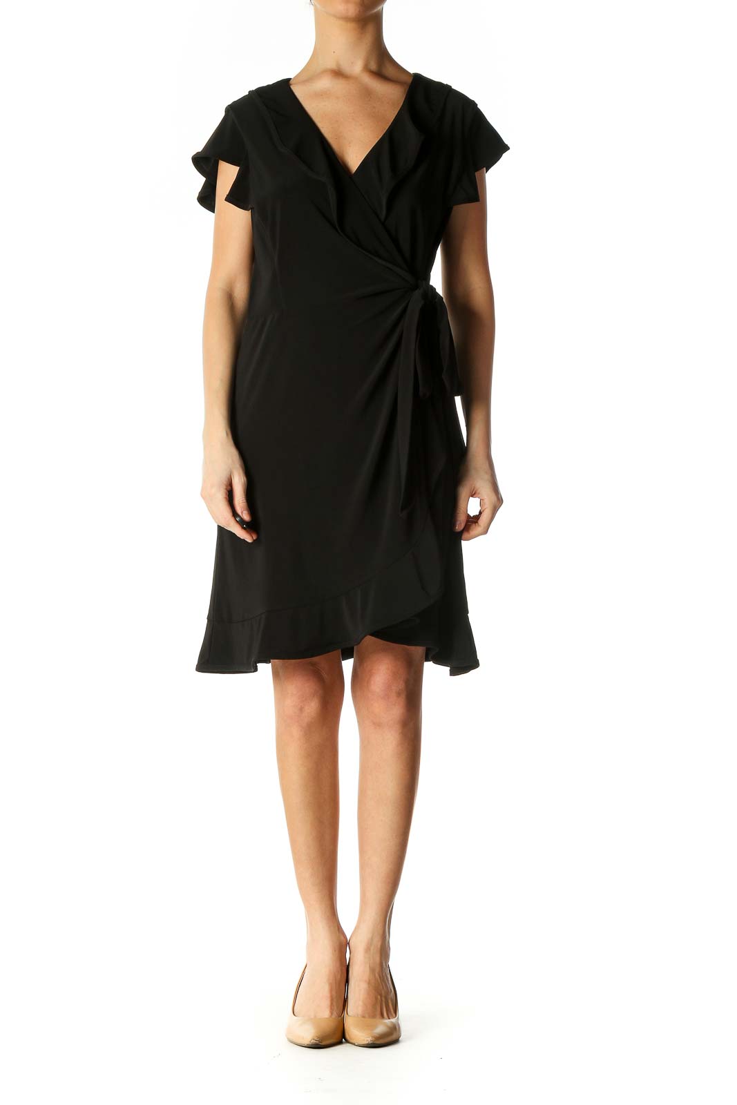 Black Solid Casual A-Line Dress