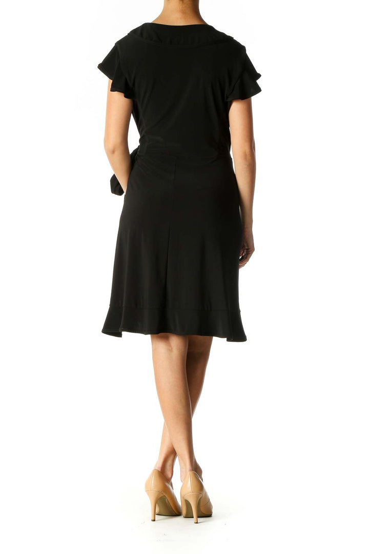 Black Solid Casual A-Line Dress