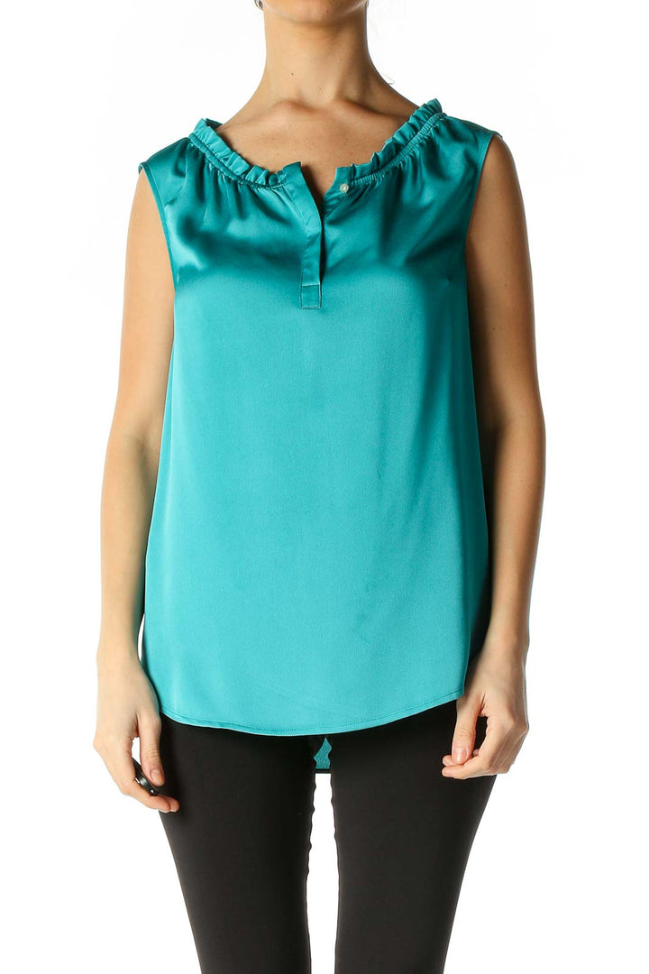 Blue Solid Casual Blouse