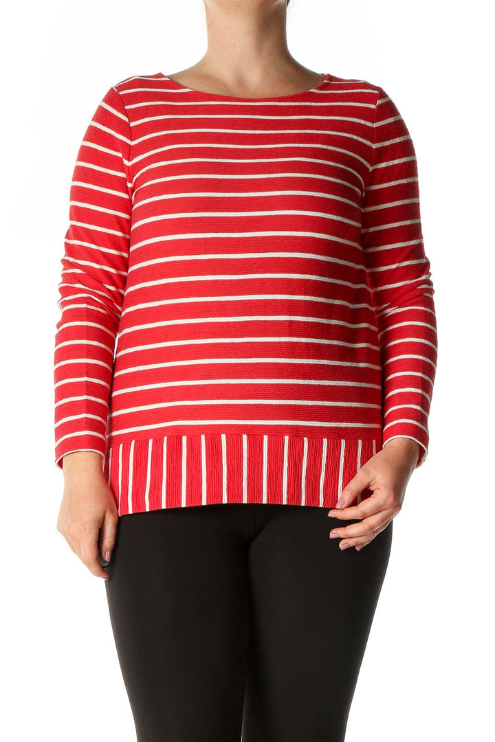 Red Striped Casual T-Shirt