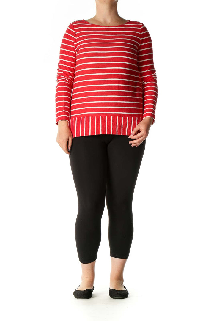 Red Striped Casual T-Shirt