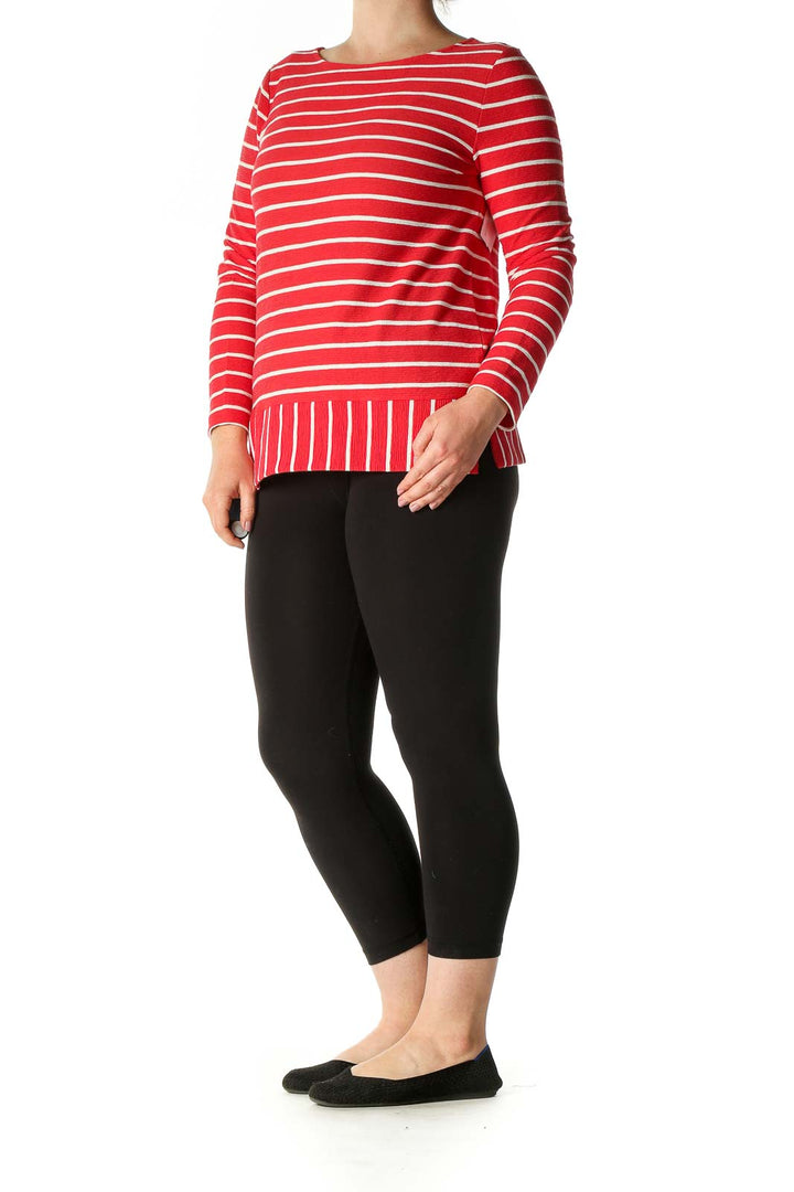 Red Striped Casual T-Shirt