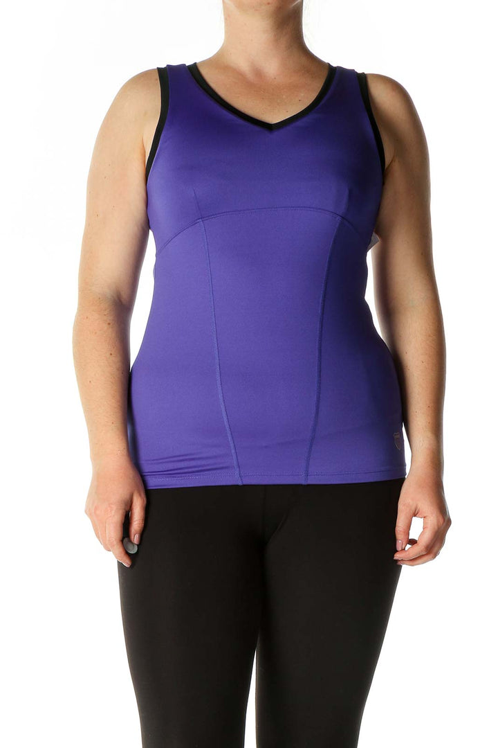 Purple Solid Casual Tank Top