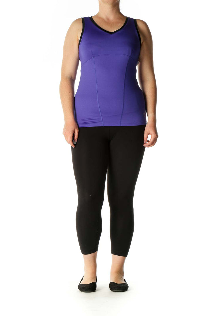 Purple Solid Casual Tank Top