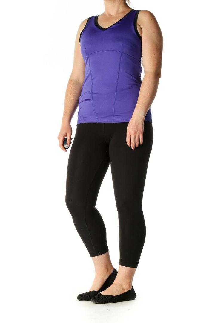 Purple Solid Casual Tank Top