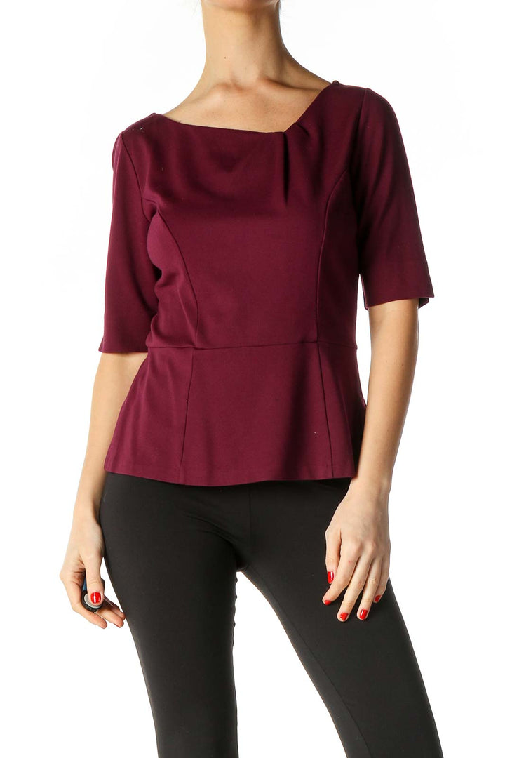 Burgundy Asymmetrical Shoulder Top