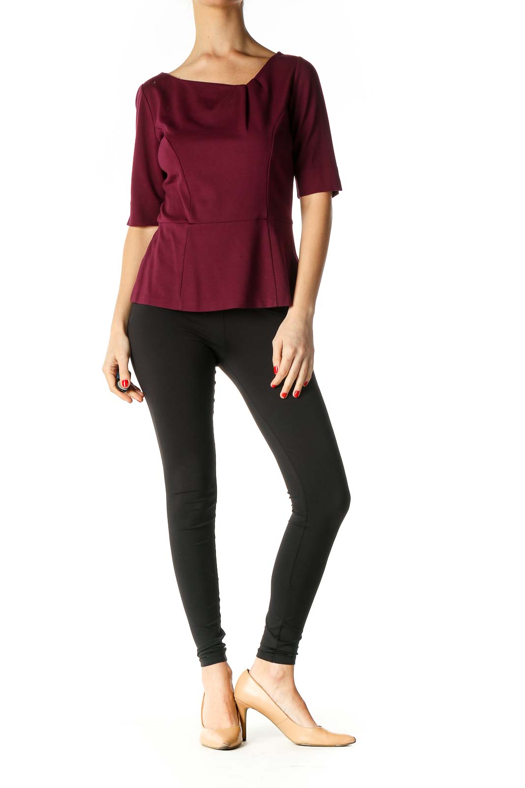 Burgundy Asymmetrical Shoulder Top